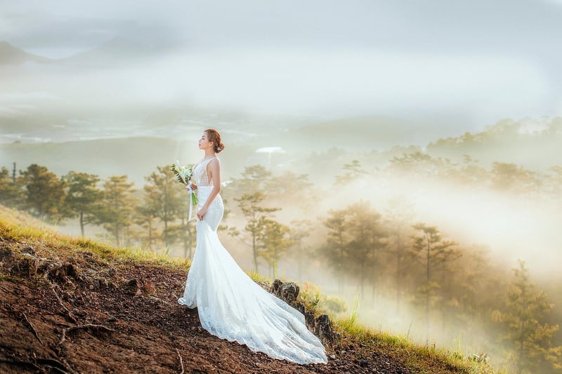 Bride in a Unique Wedding Dress